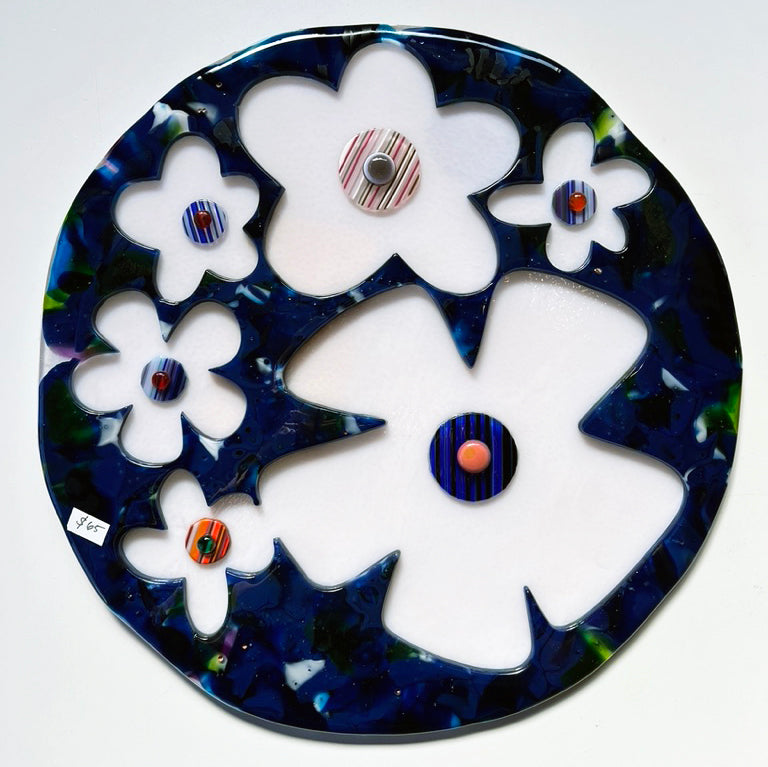 Blue + White Flowers Wall Panel